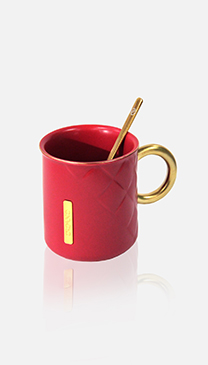 Organo Red Ceramic Mug w/spoon